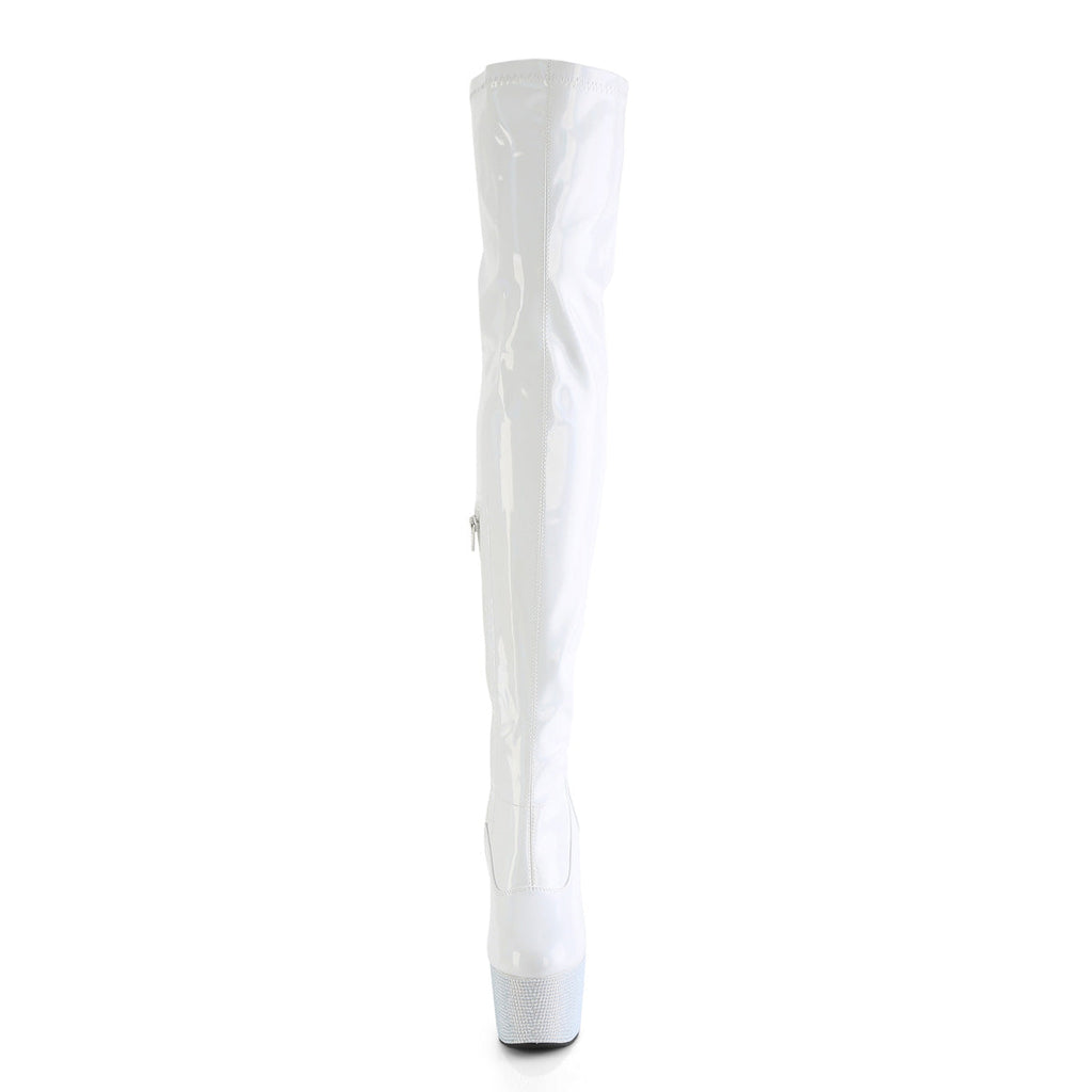 Pleaser  Boots BEJEWELED-3000-7 Wht Str Holo Pat/Wht RS
