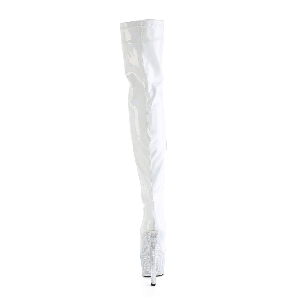 Pleaser  Boots BEJEWELED-3000-7 Wht Str Holo Pat/Wht RS