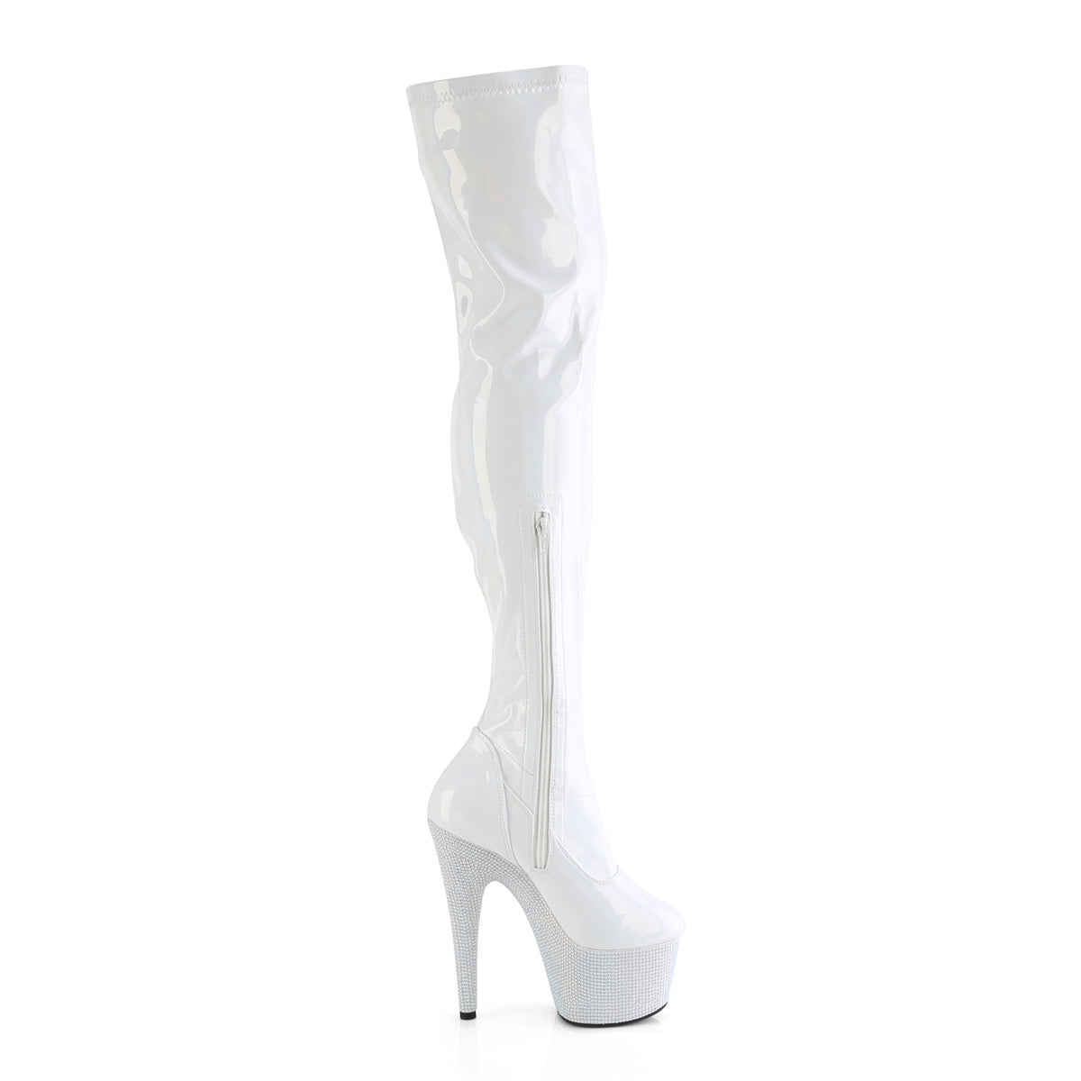 Pleaser  Boots BEJEWELED-3000-7 Wht Str Holo Pat/Wht RS