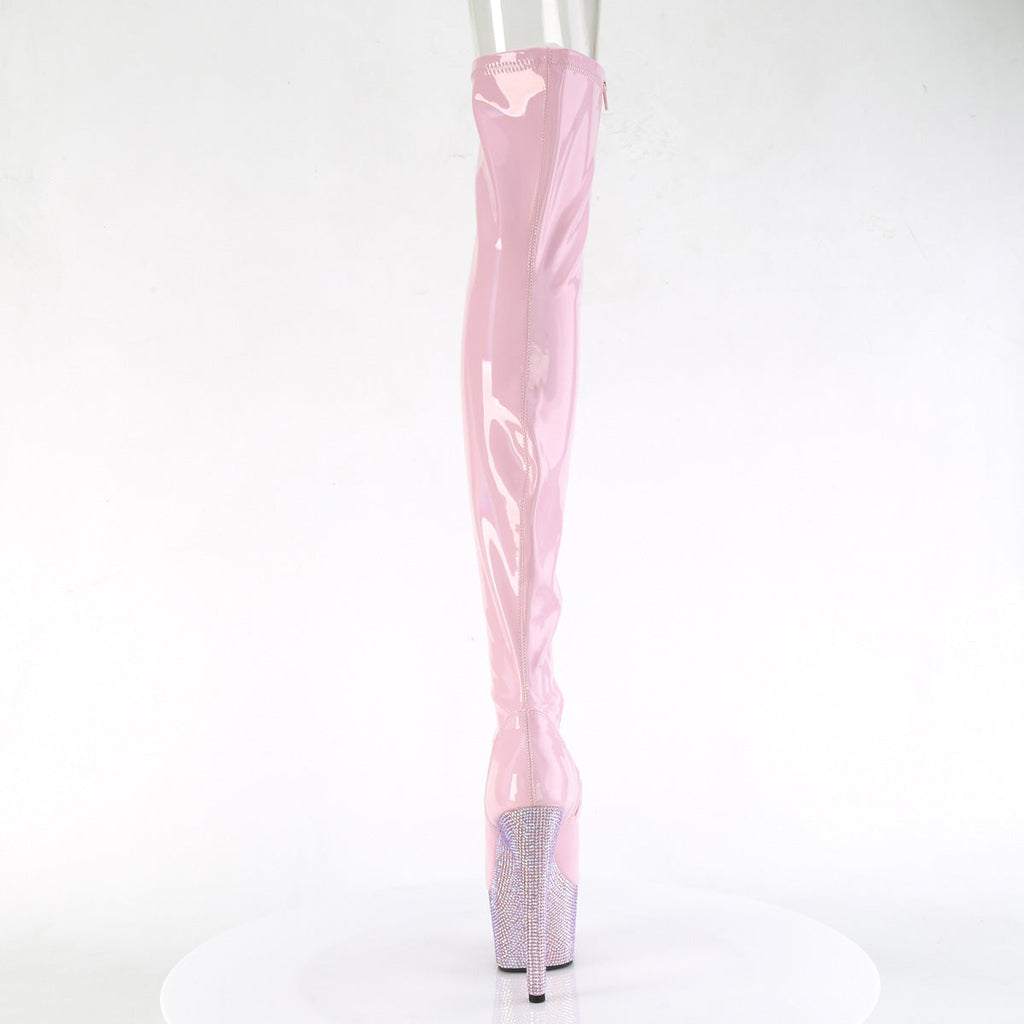 Pleaser  Boots BEJEWELED-3011-7 B. Pink Str Holo Pat/B. Pink AB RS