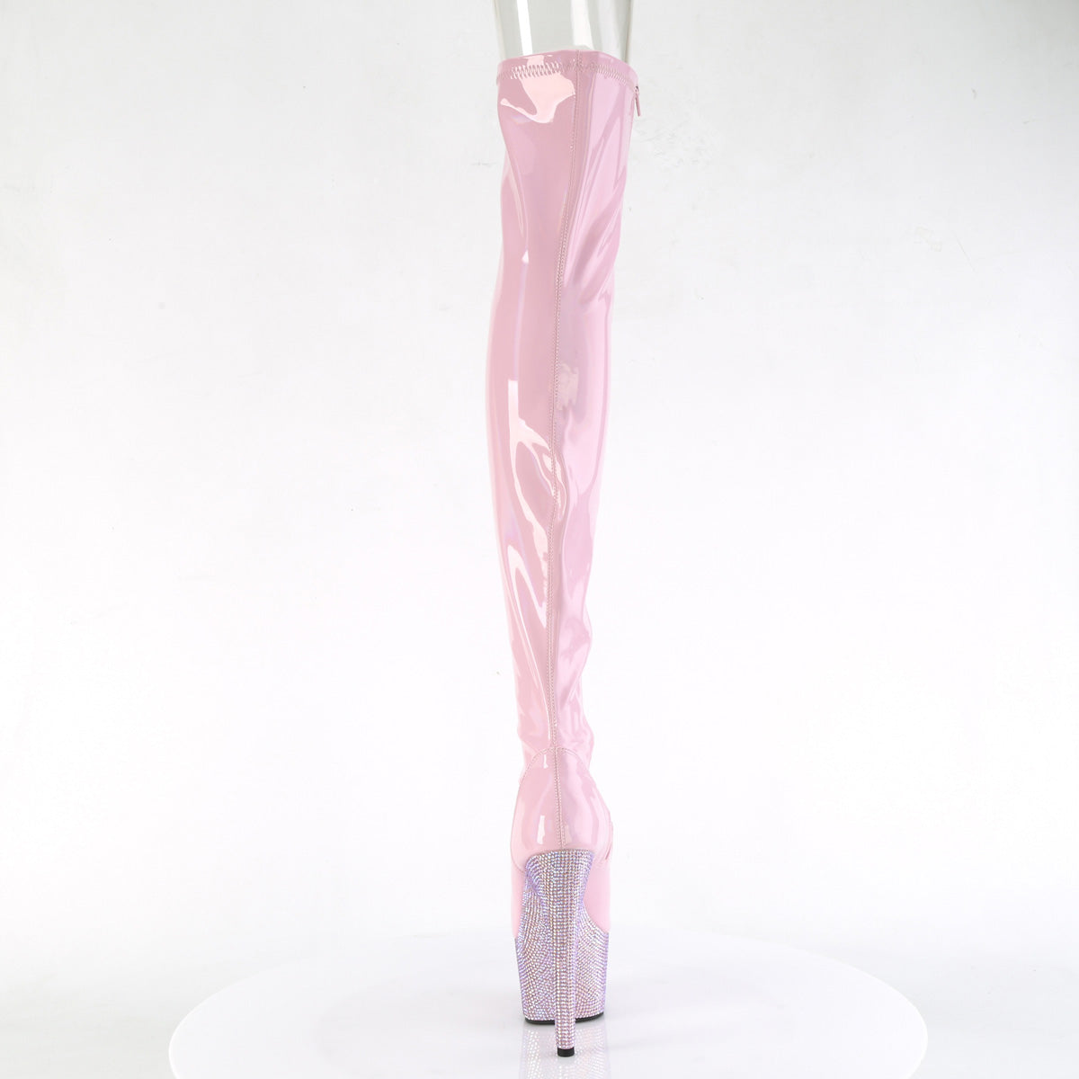 Pleaser  Boots BEJEWELED-3011-7 B. Pink Str Holo Pat/B. Pink AB RS