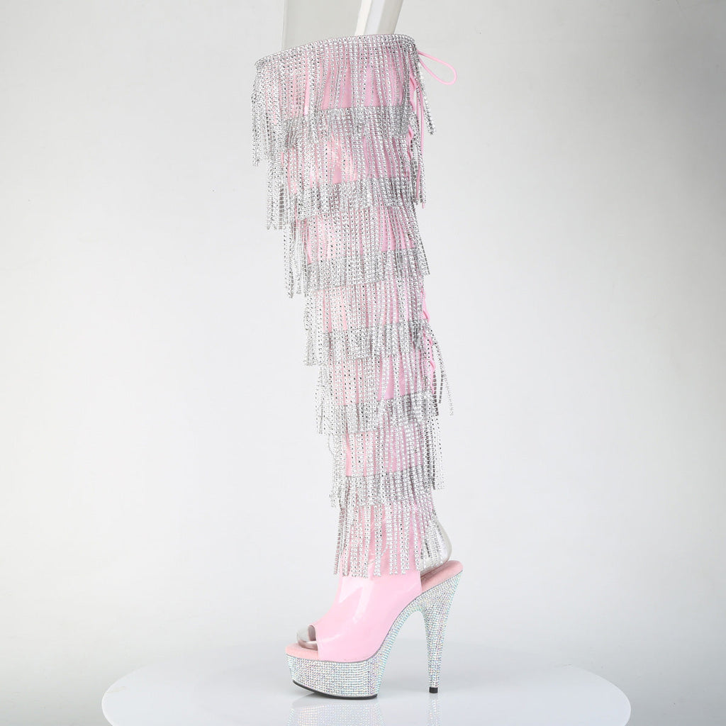 Pleaser Women's Platform Shoes BEJEWELED-3017HG-RSF B. Pink Holo Pat/Slv AB RS