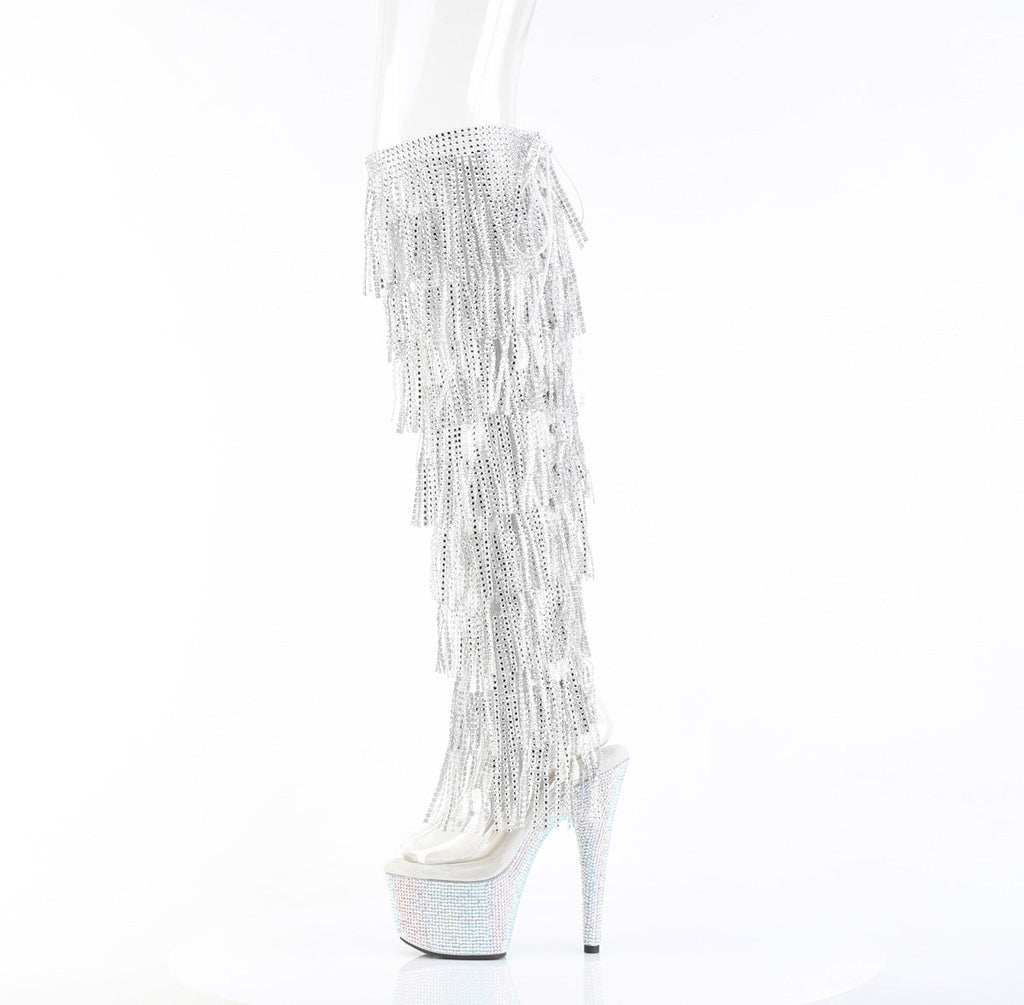 Pleaser Women's Platform Shoes BEJEWELED-3019C-RSF- Clr/Slv AB RS