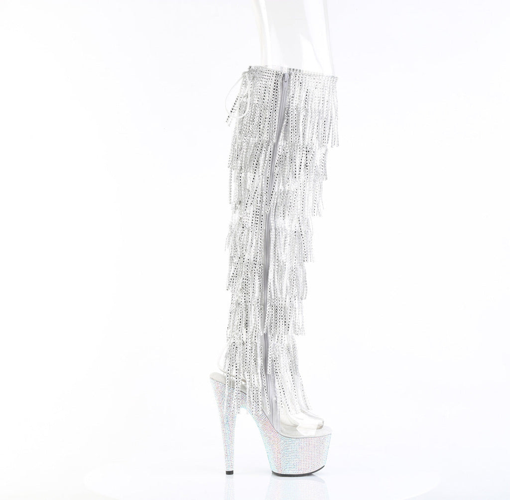 Pleaser Women's Platform Shoes BEJEWELED-3019C-RSF- Clr/Slv AB RS