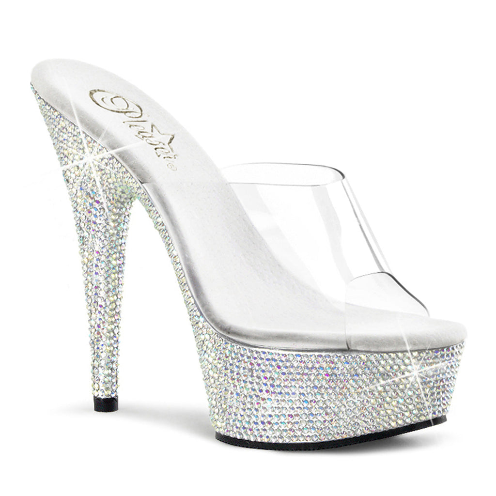 Pleaser Womens Sandals BEJEWELED-601DM Clr/Slv Multi RS