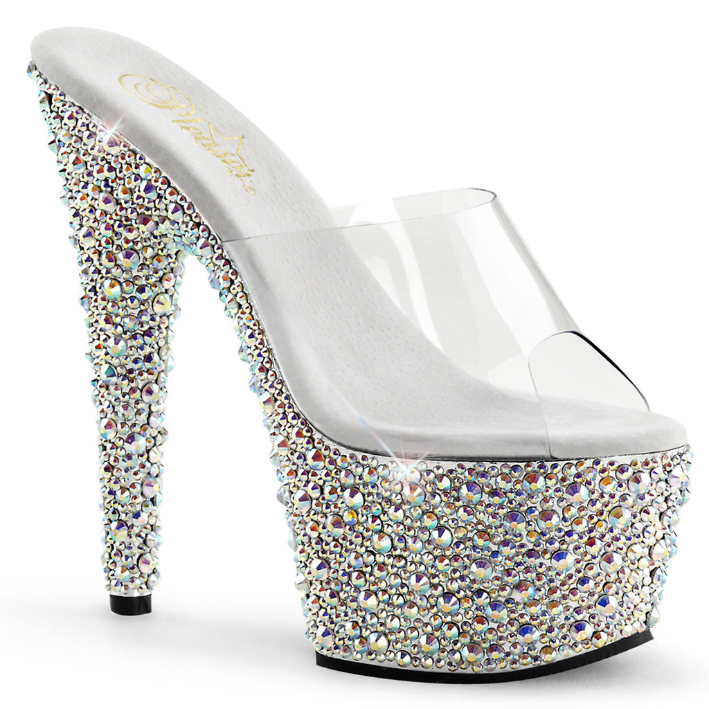 Pleaser Womens Sandals BEJEWELED-701MS Clr/Slv Multi RS