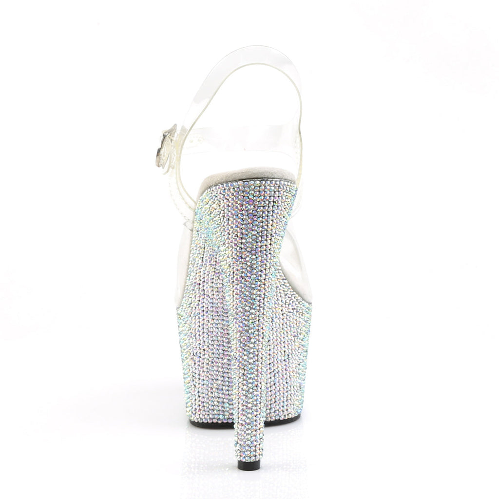 Pleaser Womens Sandals BEJEWELED-708DM Clr/Slv Multi RS