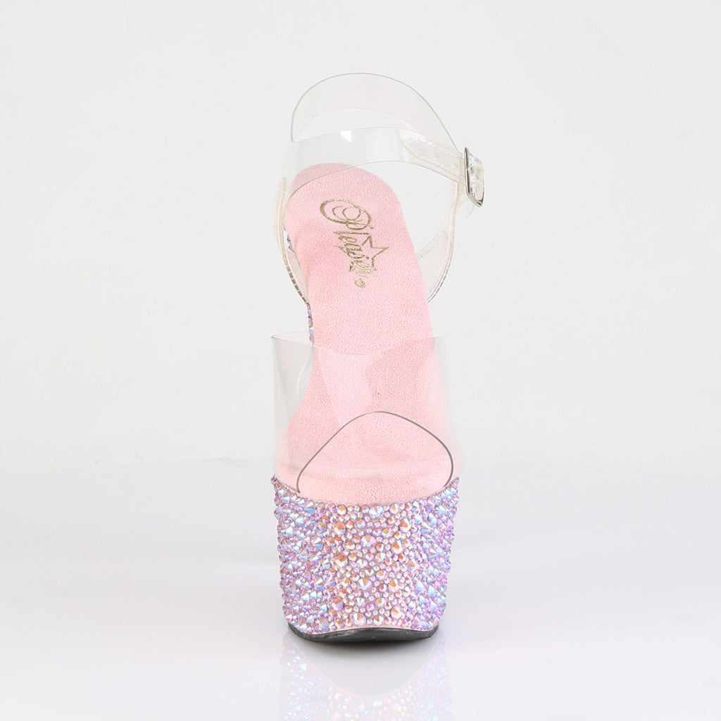 Pleaser Women's Platform Shoes BEJEWELED-708MS Clr/B. Pink Multi RS