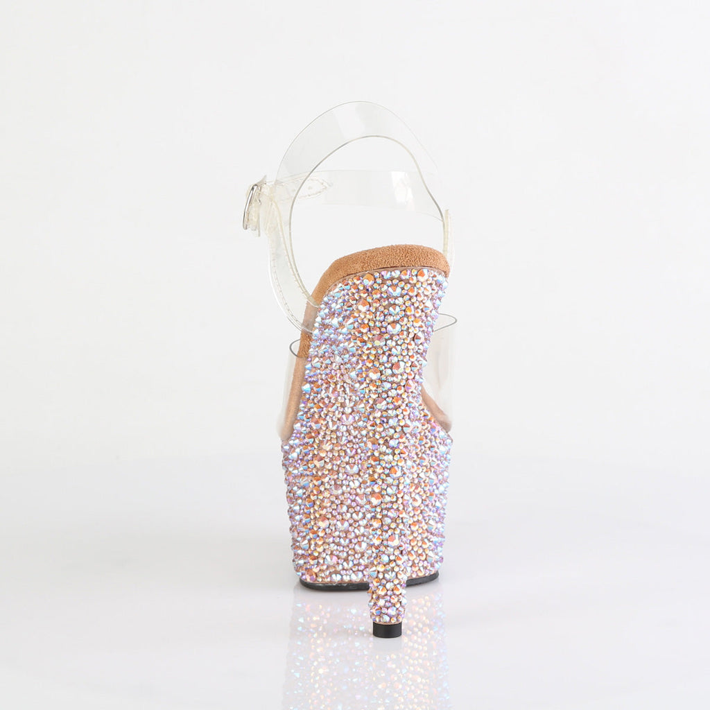 Pleaser Women's Platform Shoes BEJEWELED-708MS Clr/Rose Gold Multi RS