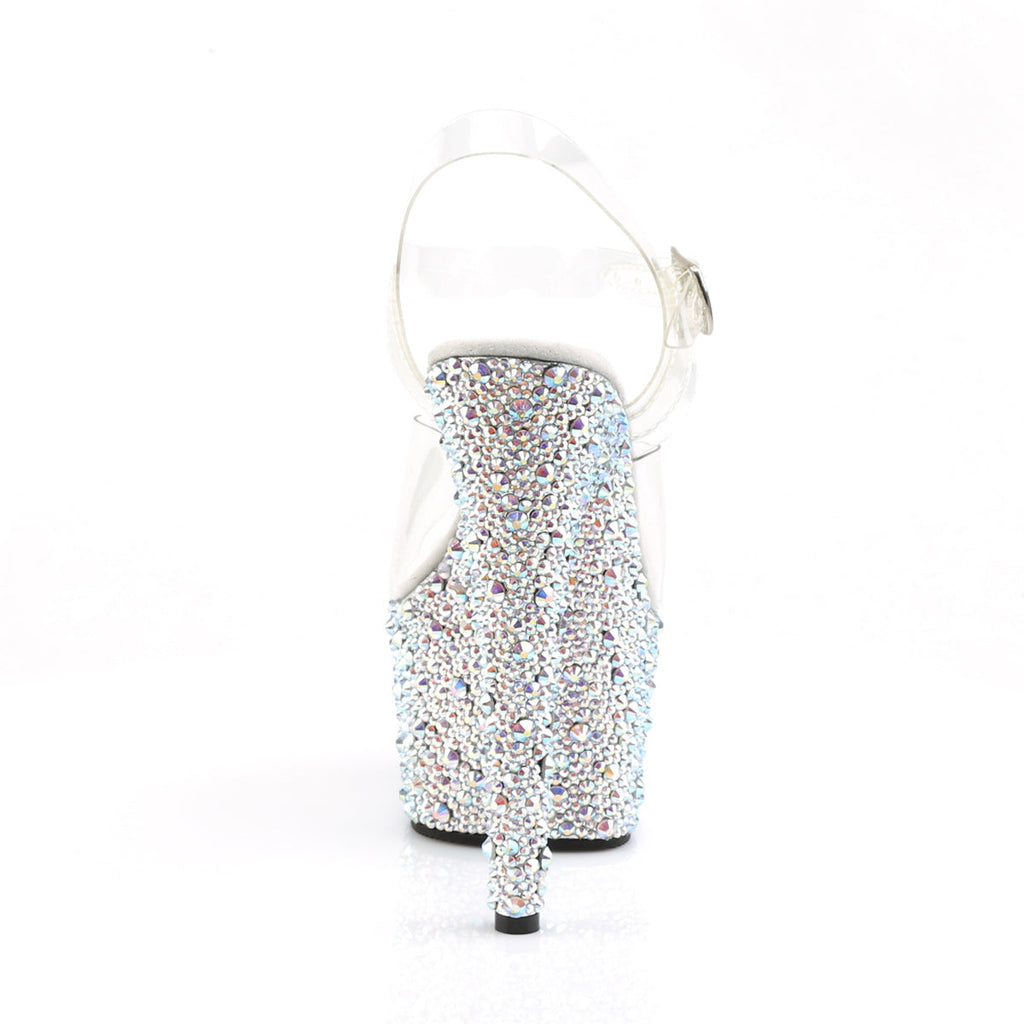 Pleaser Womens Sandals BEJEWELED-708MS Clr/Slv Multi RS