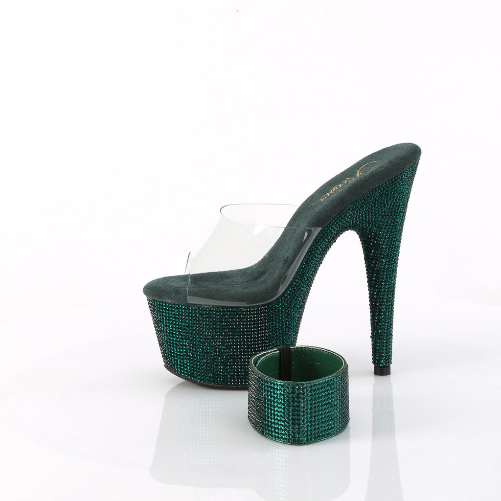 Pleaser Women's Platform Shoes BEJEWELED-712RS Clr/Emerald Green RS