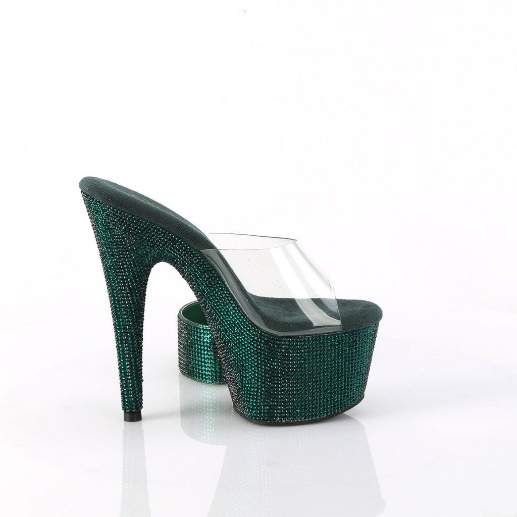 Pleaser Women's Platform Shoes BEJEWELED-712RS Clr/Emerald Green RS