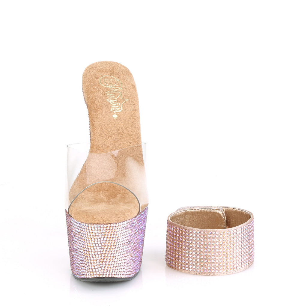 Pleaser Womens Sandals BEJEWELED-712RS Clr/Rose Gold Multi RS