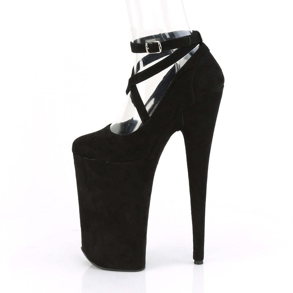 Pleaser Womens Sandals BEYOND-087FS Blk Faux Suede/Blk Faux Suede