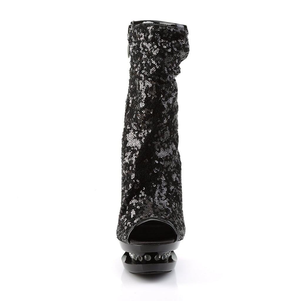 Pleaser Womens Ankle Boots BLONDIE-R-1008 Blk Sequins/Blk