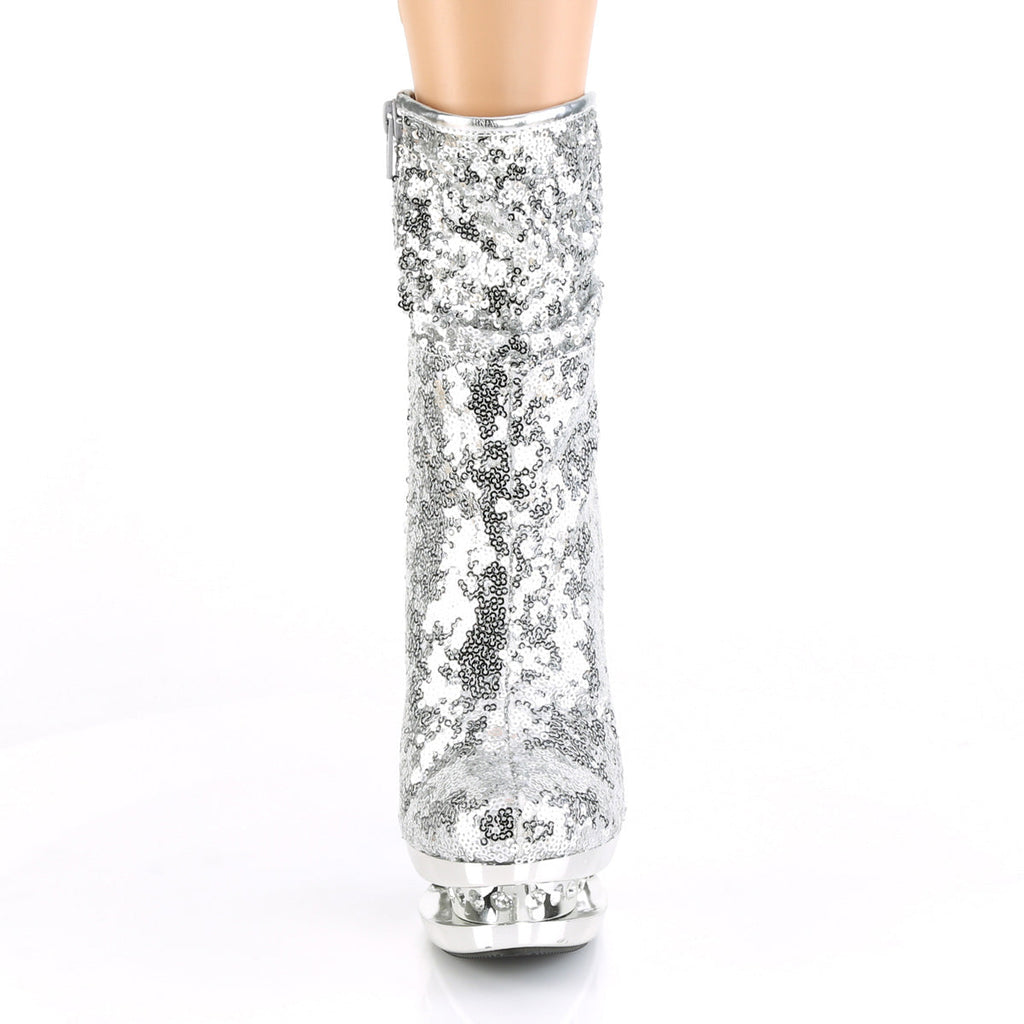 Pleaser Womens Ankle Boots BLONDIE-R-1009 Slv Sequins/Slv Chrome