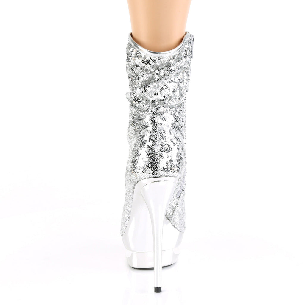 Pleaser Womens Ankle Boots BLONDIE-R-1009 Slv Sequins/Slv Chrome
