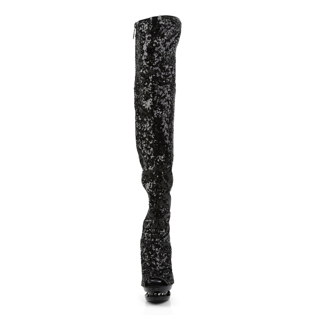 Pleaser Womens Boots BLONDIE-R-3011 Blk Sequins/Blk