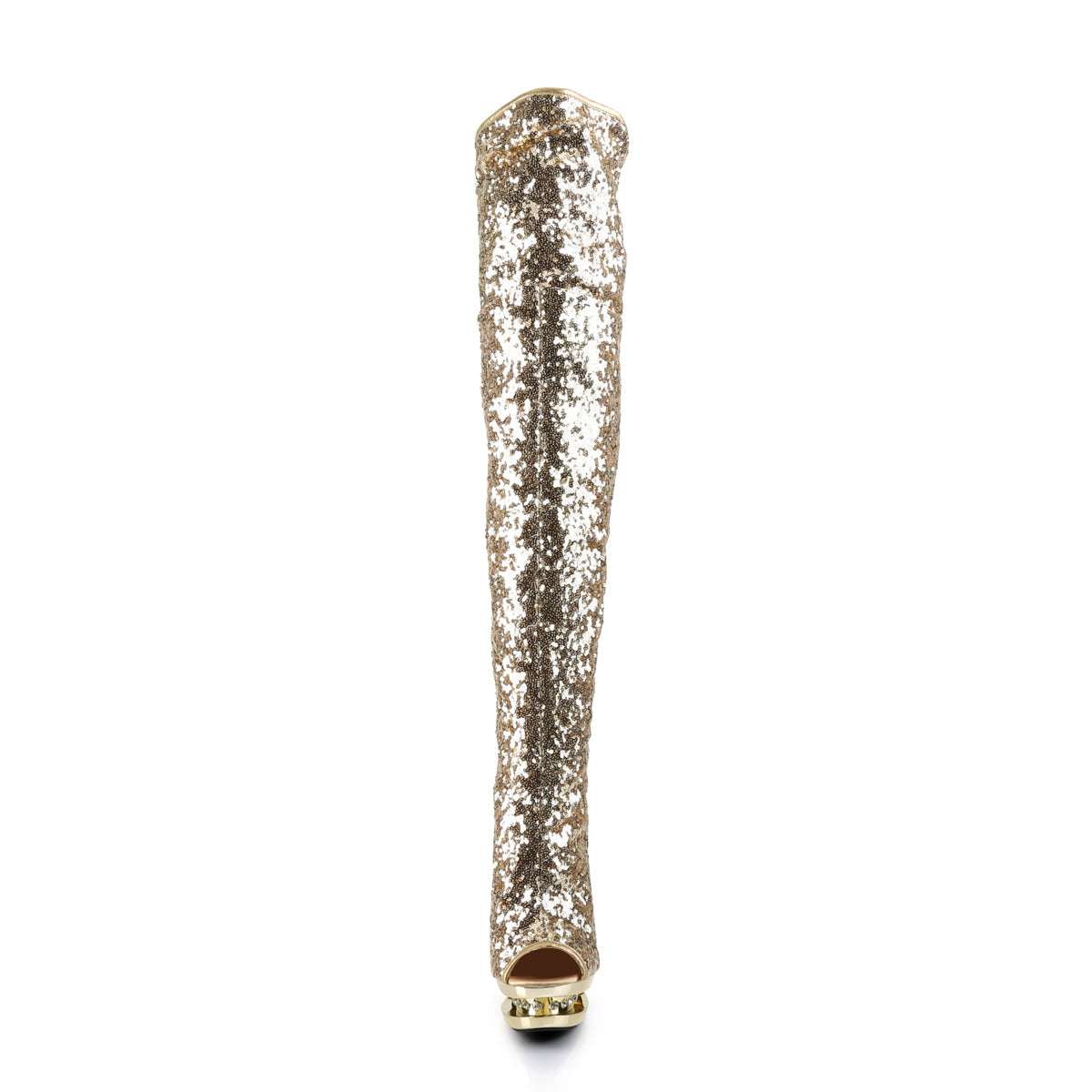 Pleaser Womens Boots BLONDIE-R-3011 Gold Sequins/Gold Chrome