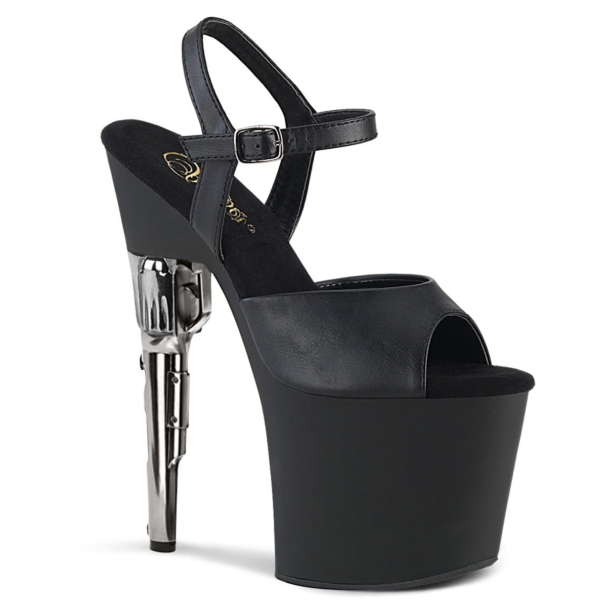 Pleaser Womens Sandals BONDGIRL-709 Blk Faux Leather/Blk Matte