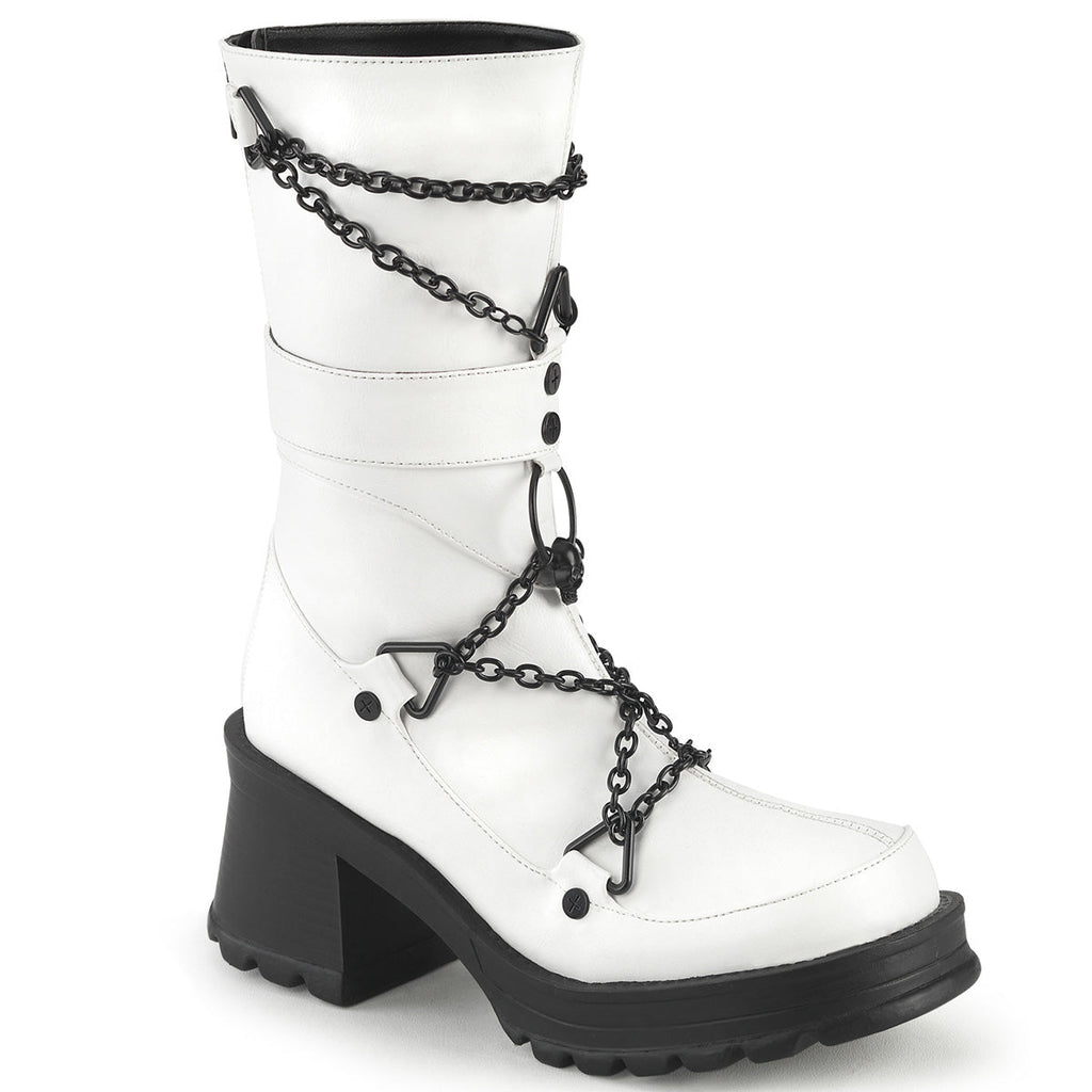 DemoniaCult  Boots BRATTY-120 Wht Vegan Leather
