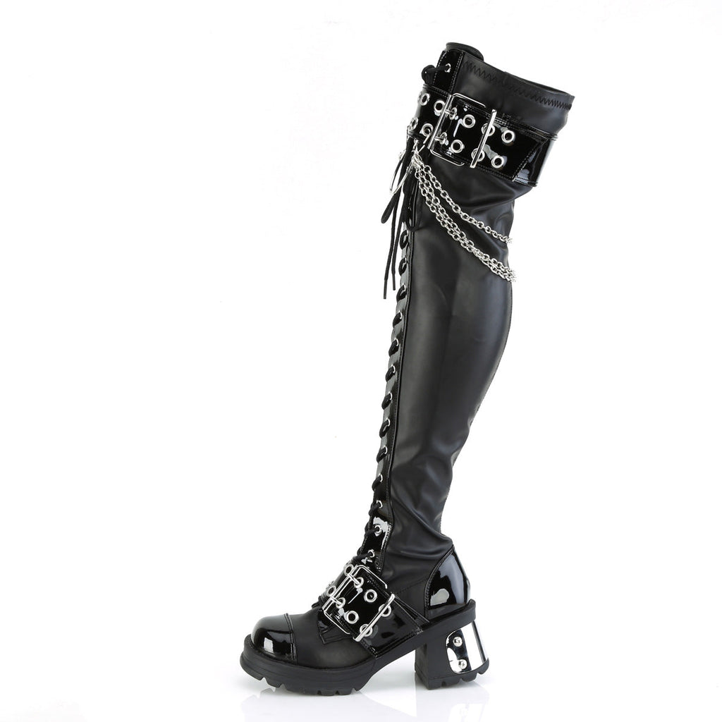 DemoniaCult  Boots BRATTY-304 Blk Stretch Vegan Leather