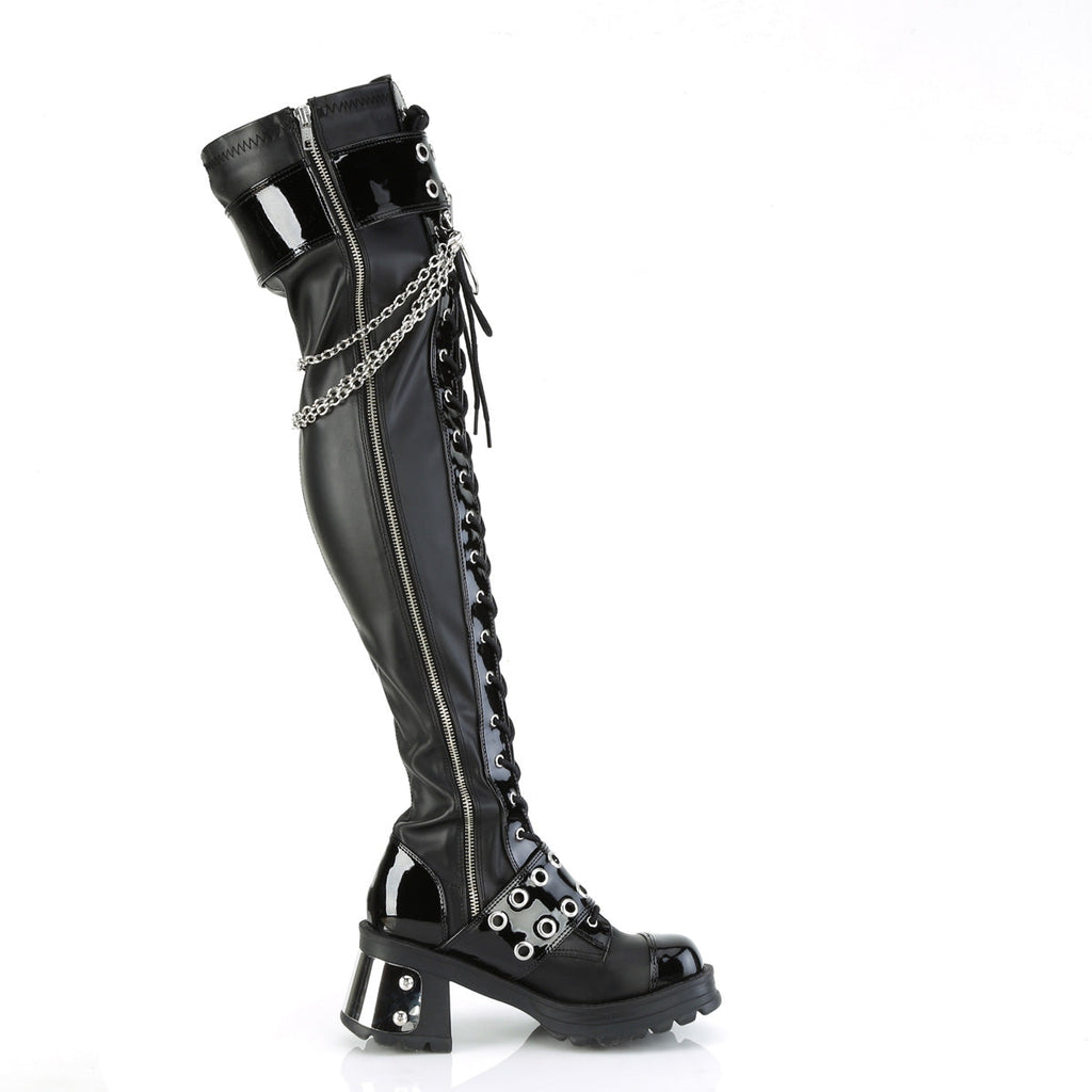DemoniaCult  Boots BRATTY-304 Blk Stretch Vegan Leather