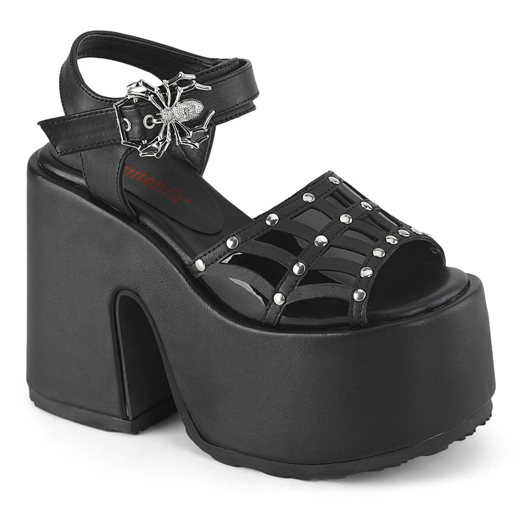 DemoniaCult  Sandals CAMEL-17 Blk Vegan Leather