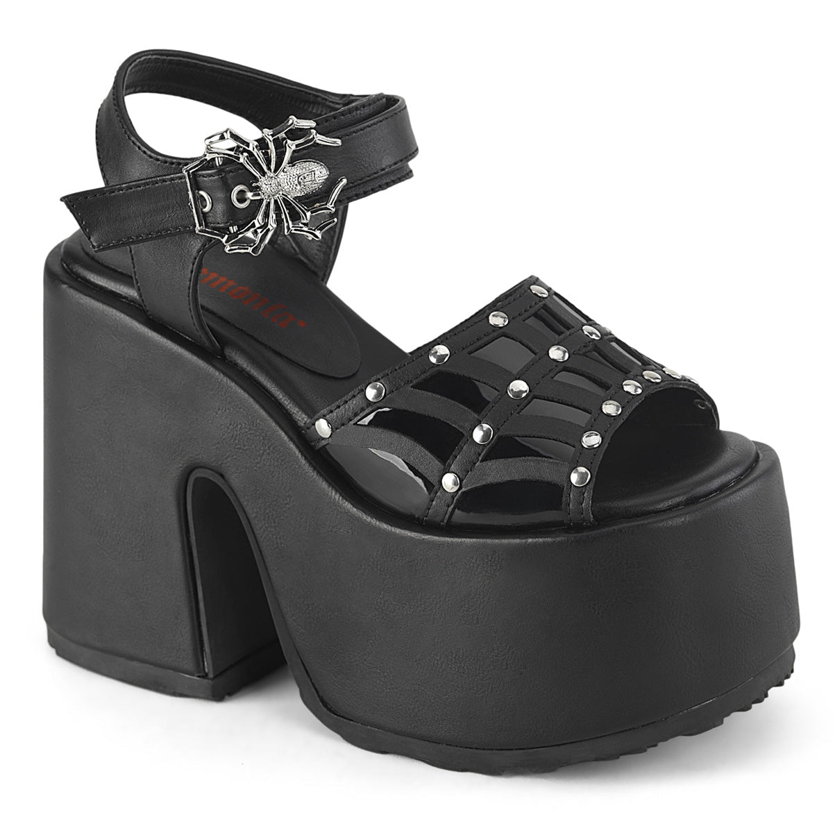 DemoniaCult  Sandals CAMEL-17 Blk Vegan Leather