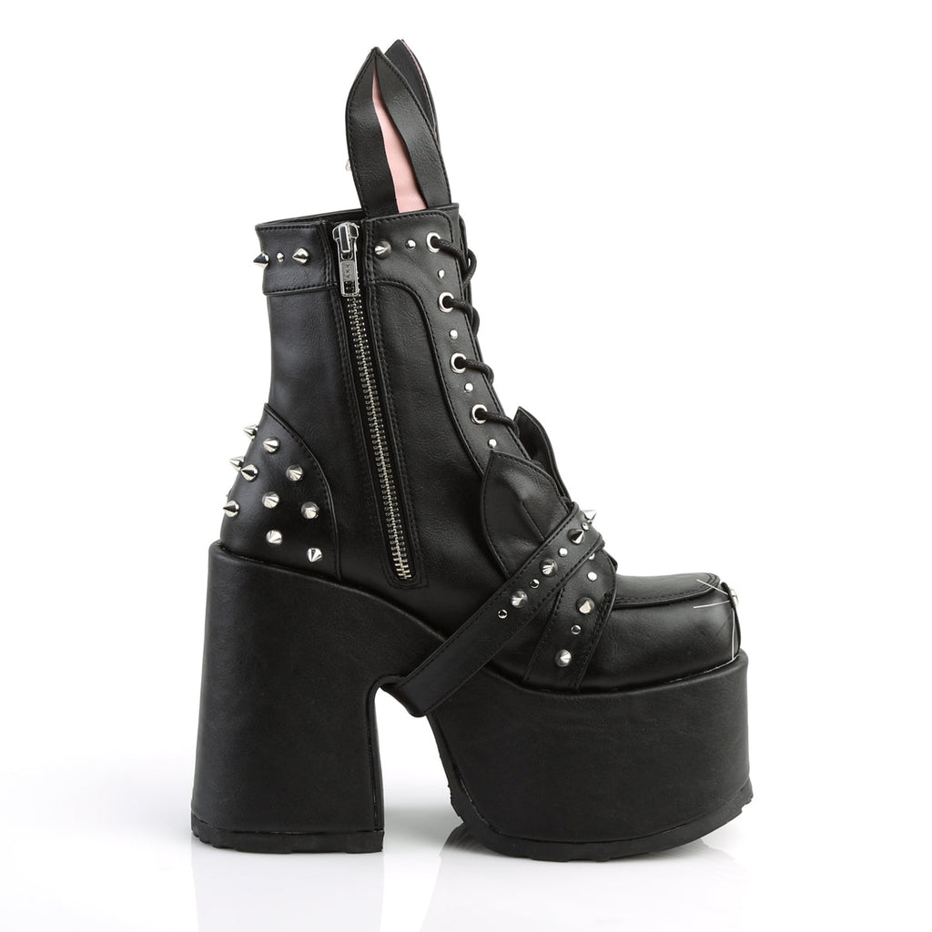 DemoniaCult Womens Ankle Boots CAMEL-202 Blk Vegan Leather