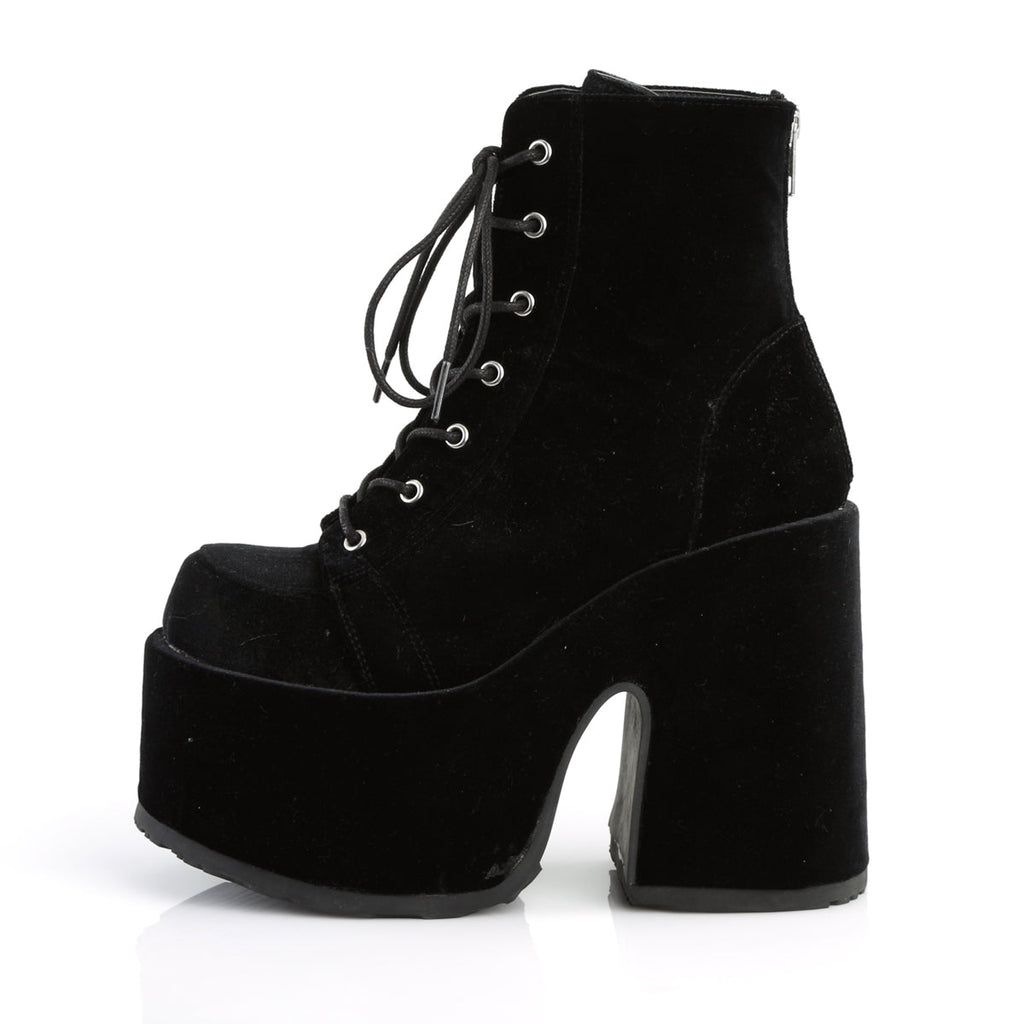 DemoniaCult Womens Ankle Boots CAMEL-203 Blk Velvet