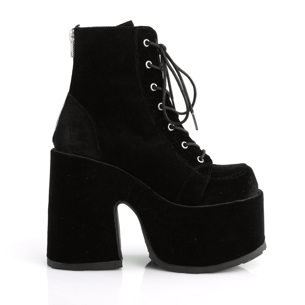 DemoniaCult Womens Ankle Boots CAMEL-203 Blk Velvet