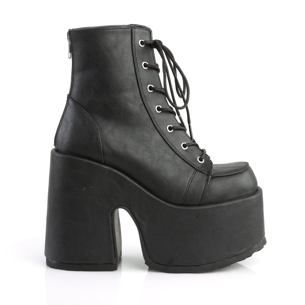 DemoniaCult Womens Ankle Boots CAMEL-203 Blk Vegan Leather