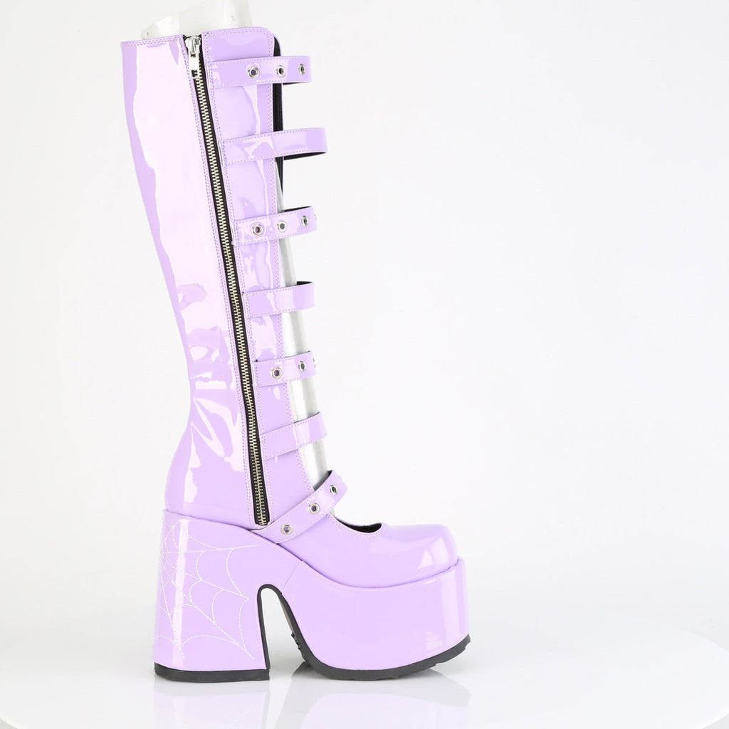 DemoniaCult Women's Mid-Calf & Knee High Boots CAMEL-223 Lavender Pat