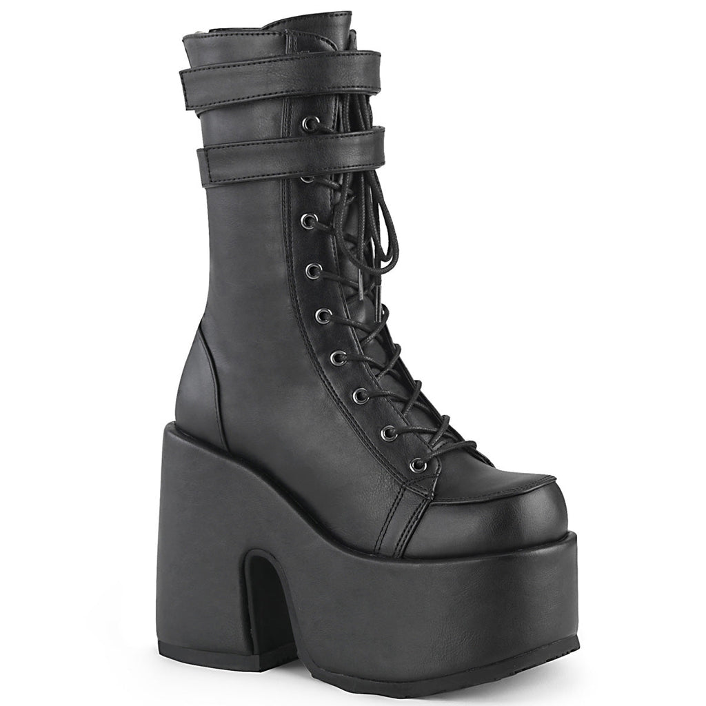 DemoniaCult Womens Boots CAMEL-250 Blk Vegan Leather