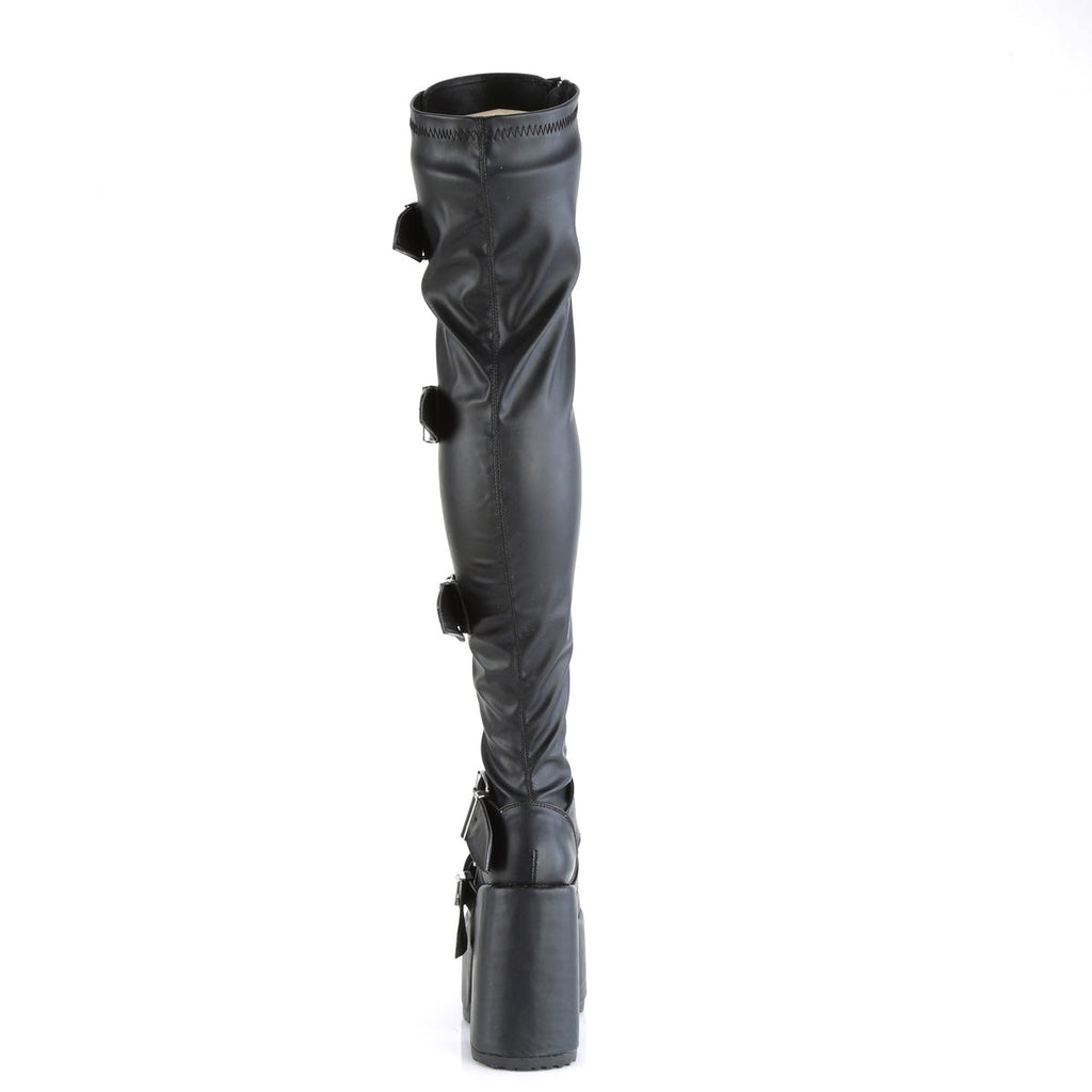 DemoniaCult  Boots CAMEL-305 Blk Stretch Vegan Leather