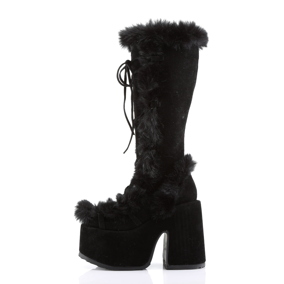 DemoniaCult Womens Boots CAMEL-311 Blk Vegan Suede
