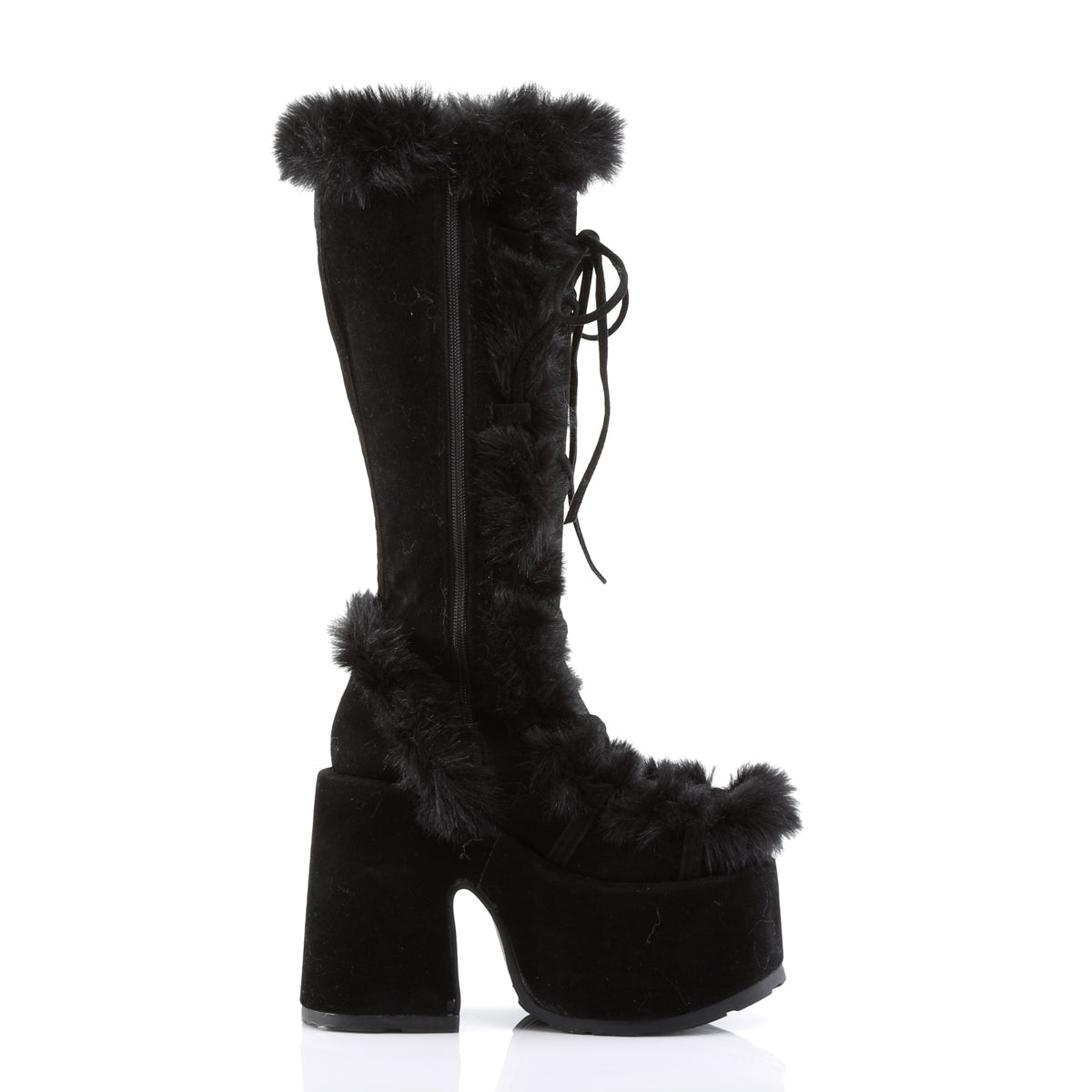 DemoniaCult Womens Boots CAMEL-311 Blk Vegan Suede