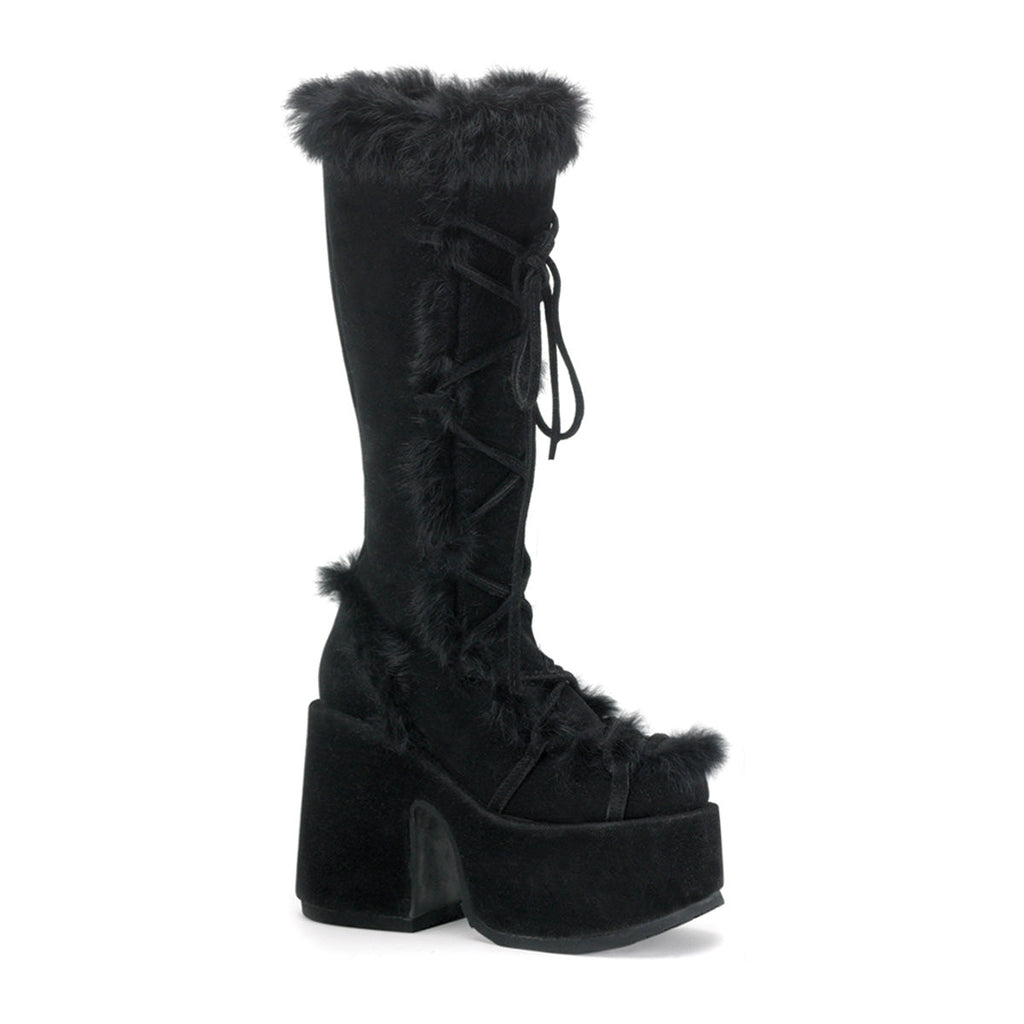 DemoniaCult Womens Boots CAMEL-311 Blk Vegan Suede