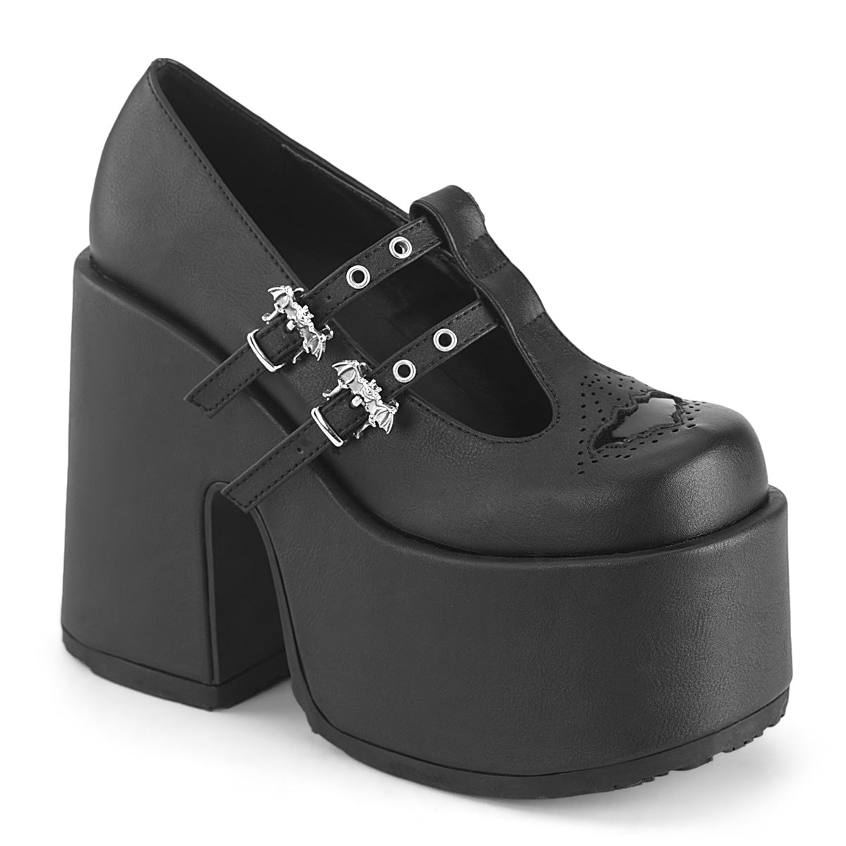 DemoniaCult  Pumps CAMEL-55 Blk Vegan Leather