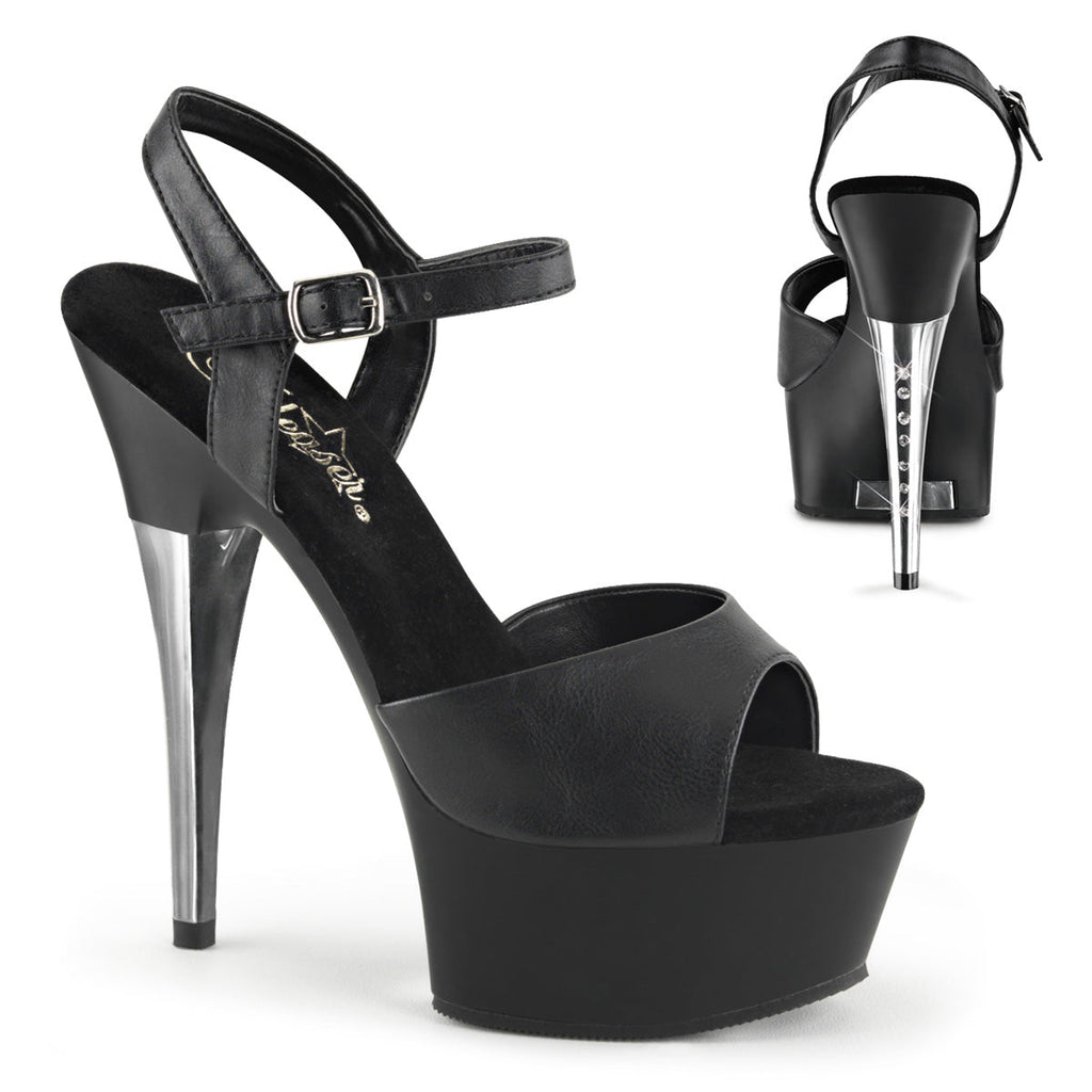 Pleaser Womens Sandals CAPTIVA-609 Blk Faux Leather/Blk Matte