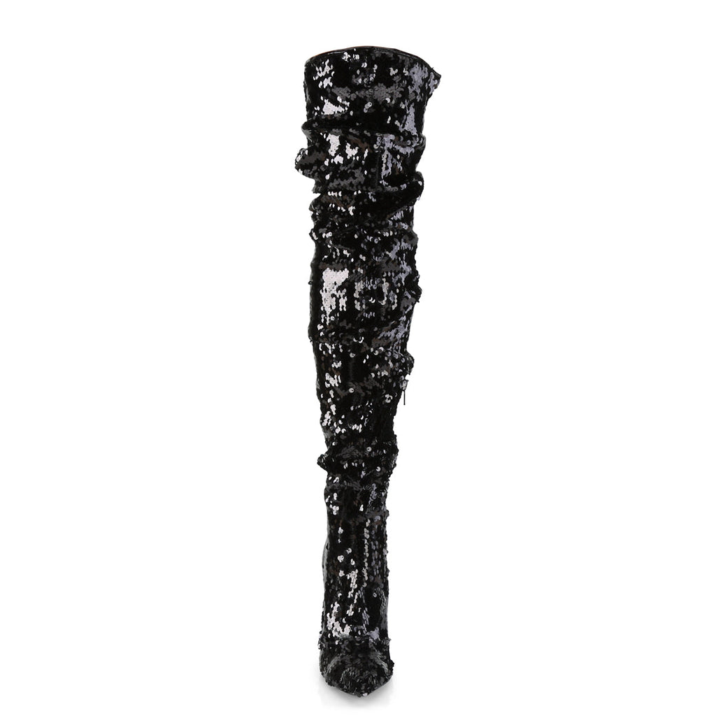 Pleaser Womens Boots COURTLY-3011 Blk Sequins