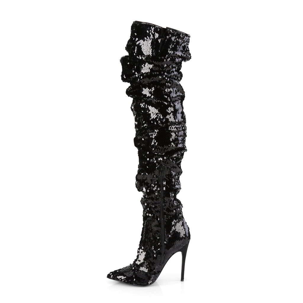 Pleaser Womens Boots COURTLY-3011 Blk Sequins