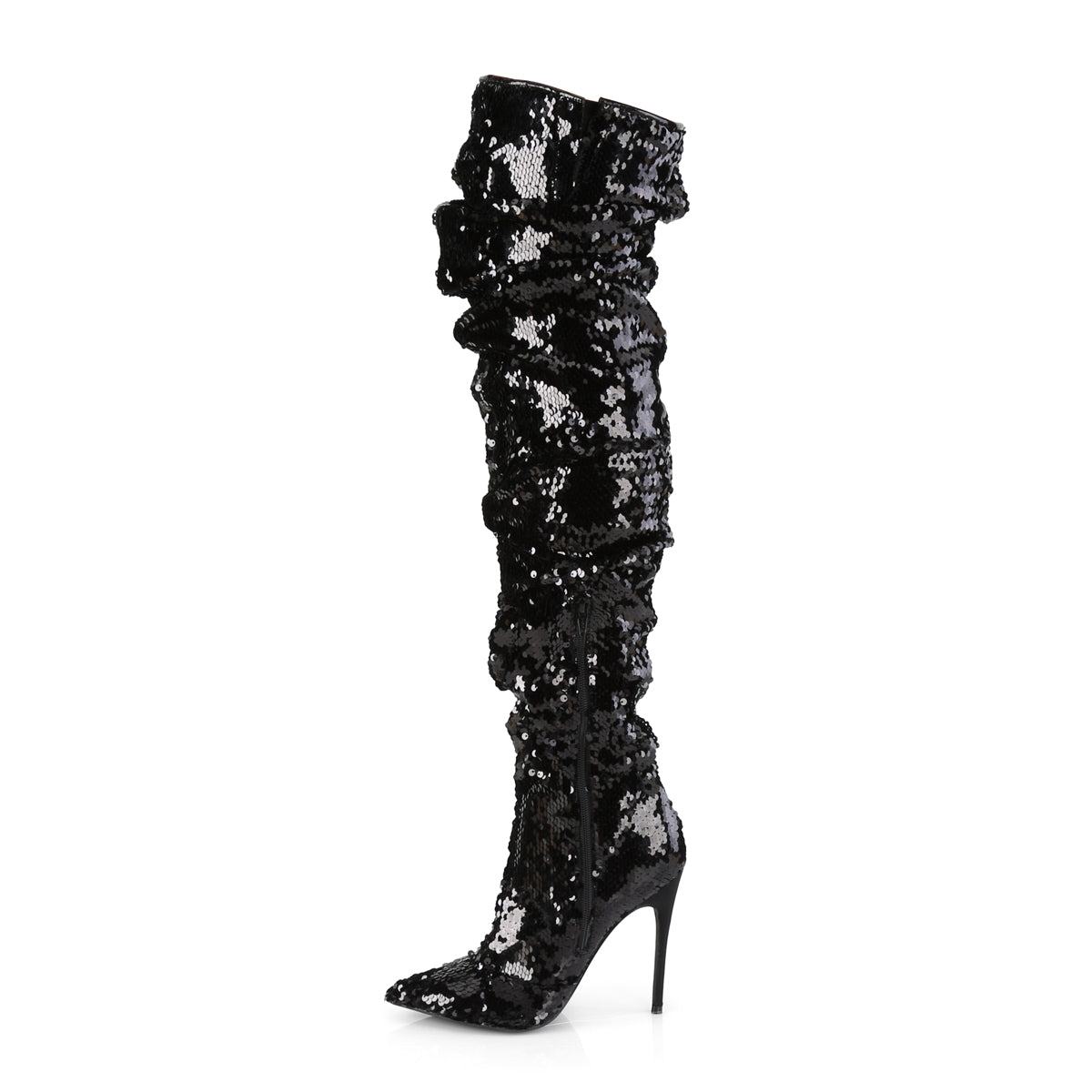 Pleaser Womens Boots COURTLY-3011 Blk Sequins