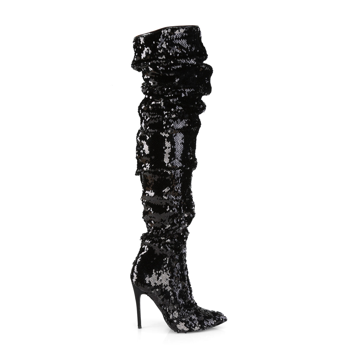 Pleaser Womens Boots COURTLY-3011 Blk Sequins