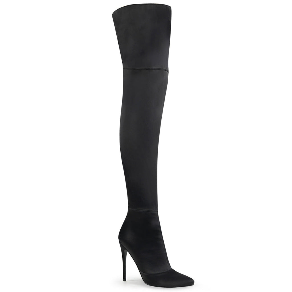 Pleaser Womens Boots COURTLY-3012 Blk Stretch Satin