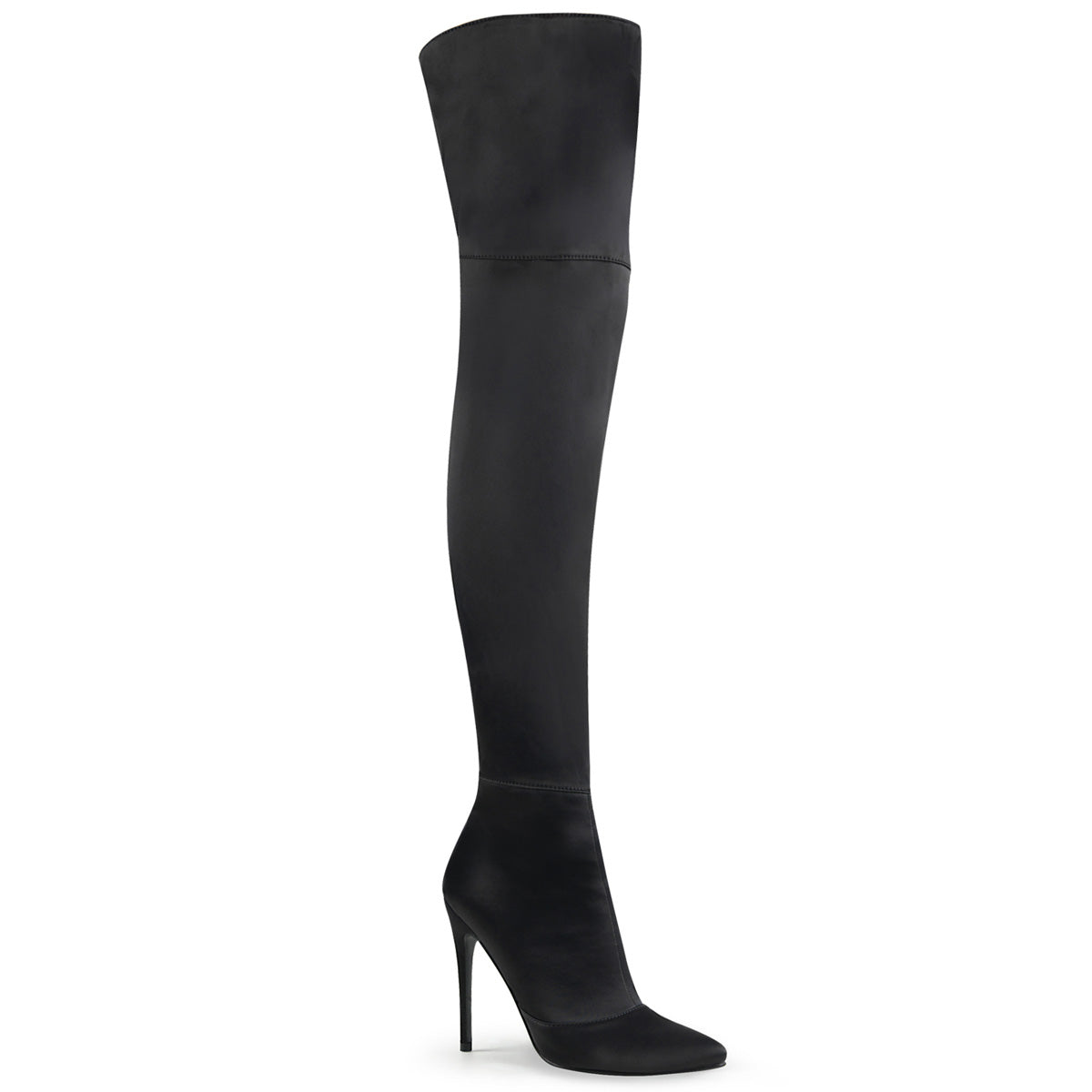 Pleaser Womens Boots COURTLY-3012 Blk Stretch Satin