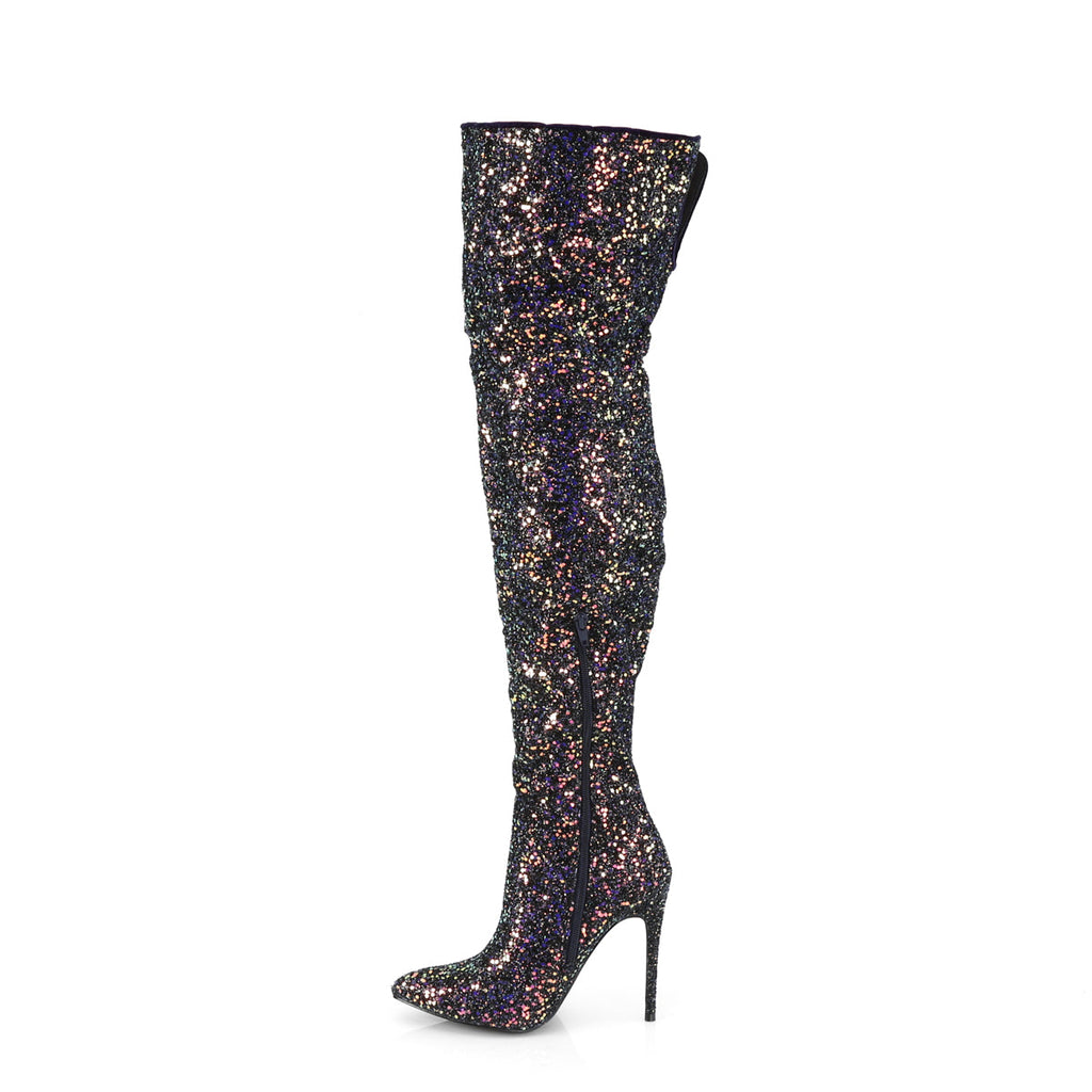 Pleaser Womens Boots COURTLY-3015 Blk Multi Glitter