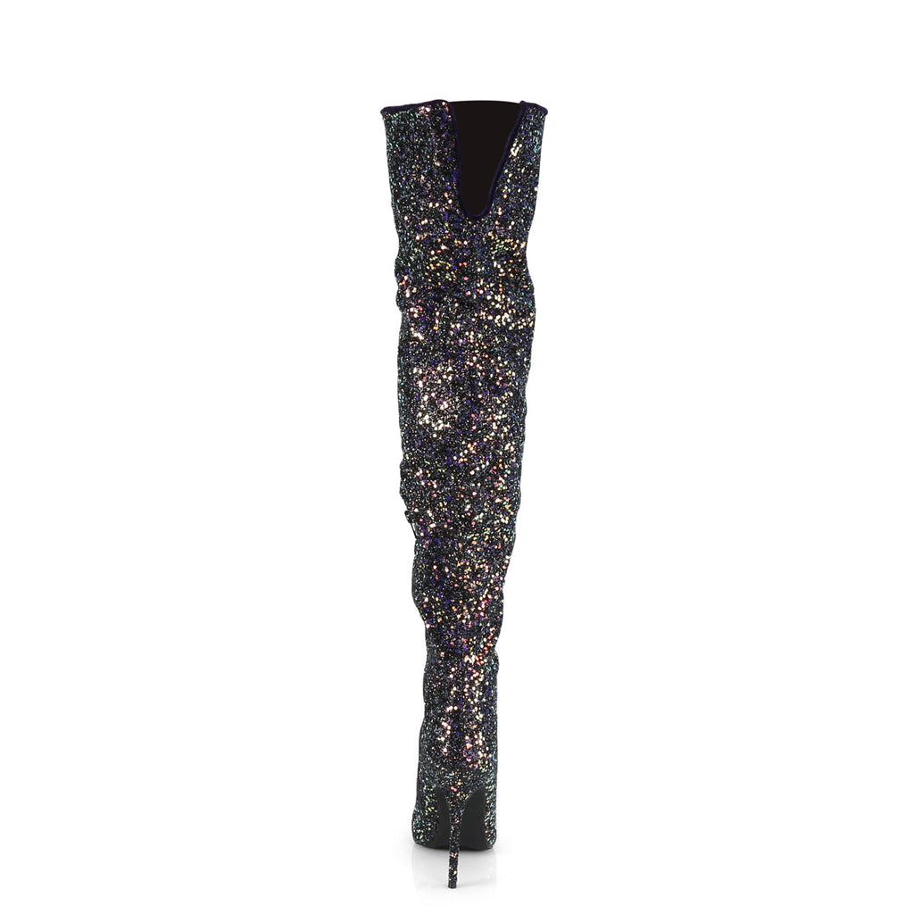 Pleaser Womens Boots COURTLY-3015 Blk Multi Glitter