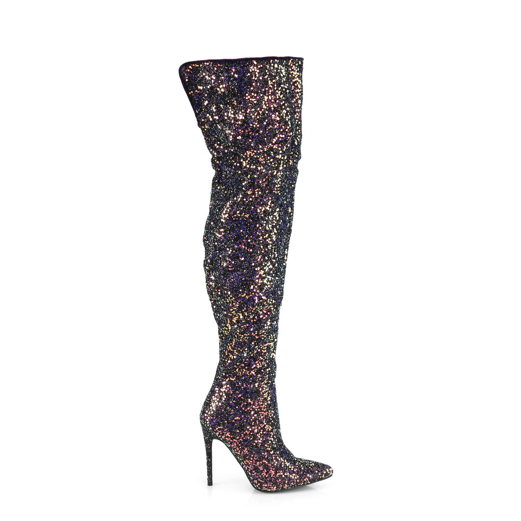 Pleaser Womens Boots COURTLY-3015 Blk Multi Glitter